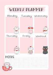 Obraz premium Digital planner - Weekly Planner Cat & Christmas collection suitable for digital planners, journal and printable papers 