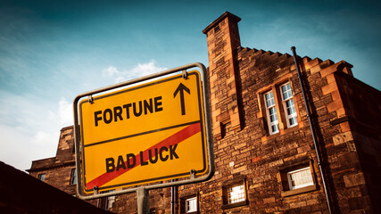Obraz premium Street Sign Fortune versus Bad Luck