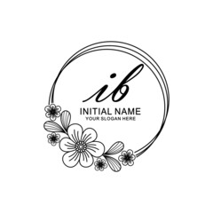 IB Initial handwriting logo template vector
