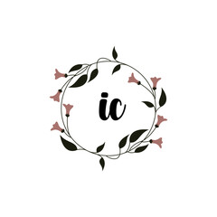 IC Initial handwriting logo template vector
