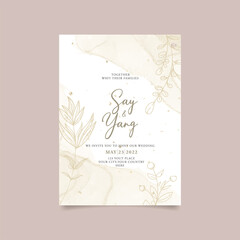 Naklejka na ściany i meble minimalist floral wedding invitations card template