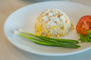 Fried rice with crab, focus selective.