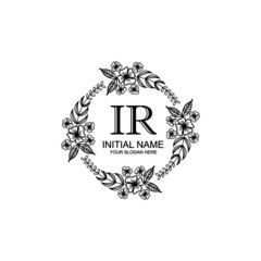 IR Initial handwriting logo template vector
