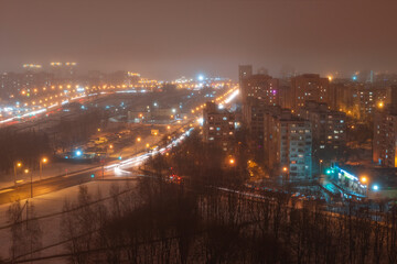 Fototapeta na wymiar Winter night in Minsk.