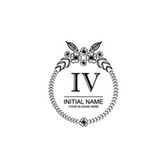 IV Initial handwriting logo template vector
