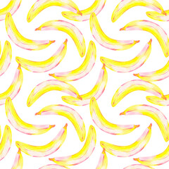 watercolor bananas seamless fruit pattern 
