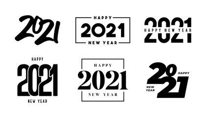 Big Set of 2021 Happy New Year logo text design. 2021 number design template. Collection of 2021 happy new year symbols. Vector illustration
