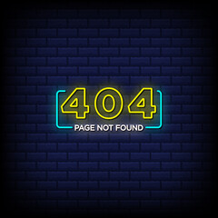 Fototapeta premium Error page noe found neon sign style text