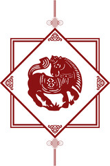 The Classic Chinese Papercutting Style Illustration, The Horse Symbol