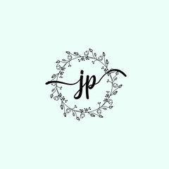 JP Initial handwriting logo template vector
