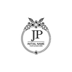 JP Initial handwriting logo template vector
