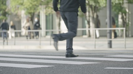 群衆・歩く人・横断歩道・東京駅