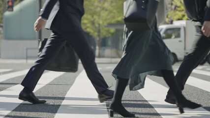 Fototapeta na wymiar 群衆・歩く人・横断歩道・東京駅