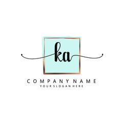 KA Initial handwriting logo template vector
