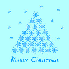 Triangle, Christmas Tree Shape Made of Coronavirus Icons, cells. Xmas Spruce Silhouette and COVID-19 Symbols, Skeptical Pandemic Greeting Card, Black Humor Concept