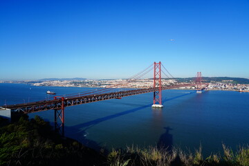 Ponte 25 de Abril bridge in Lisbon Portugal.