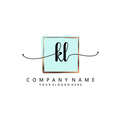 KL Initial handwriting logo template vector
