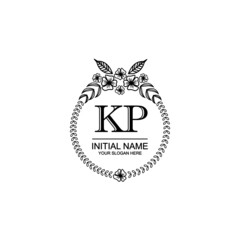 KP Initial handwriting logo template vector
