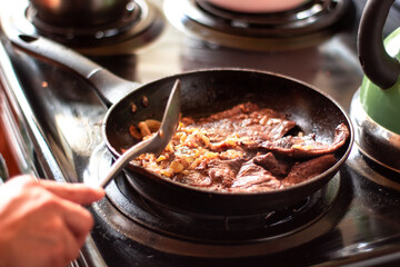 Delicious homemade meat with onion