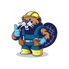 beaver worker character logo. animal logo
