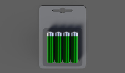 Battery cellular packet mockup 3d render for product design.