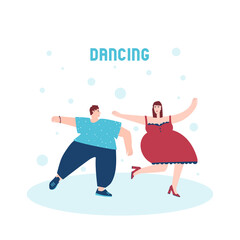 A dancing man and woman. Vector flat cartoon illustration on white background