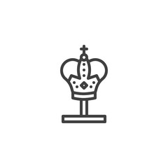 Royal crown line icon. linear style sign for mobile concept and web design. Emperor king crown outline vector icon. Symbol, logo illustration. Vector graphics