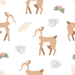 Vector deer.cartoon animals on a white background. Flat element for your design, pattern
