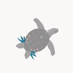 Vector illustration of a sea turtle.Isolated on a white background