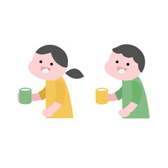 うがいをするこどもたちイラスト素材