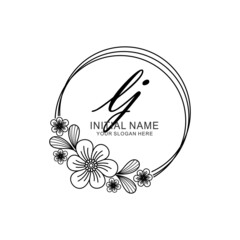 LJ Initial handwriting logo template vector 