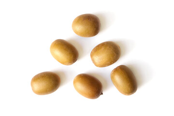 Whole kiwi fruit isolated on white background. 