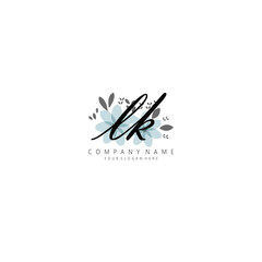 LK Initial handwriting logo template vector 