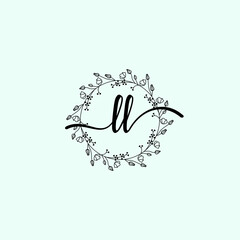 LL Initial handwriting logo template vector 