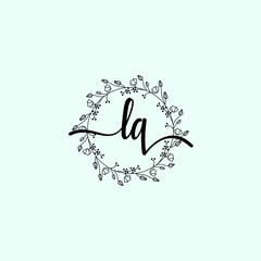 LQ Initial handwriting logo template vector 