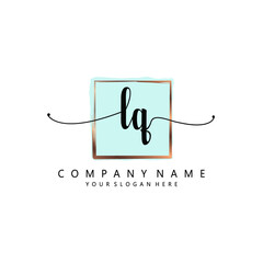 LQ Initial handwriting logo template vector 