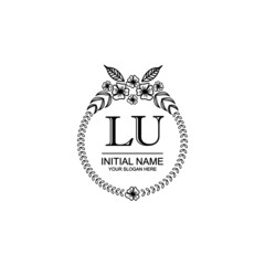 LU Initial handwriting logo template vector 