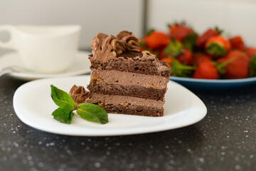 Chocolate cake  with chocolate cream