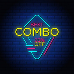 Best combo sale banner design in neon style.