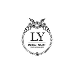 LY Initial handwriting logo template vector 