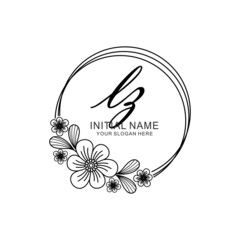 LZ Initial handwriting logo template vector 
