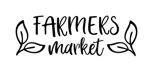 FARMERS MARKET. Hand drawn logo, doodles badges, icon, label. Vector brush lettering typography - farmers market on a white background. Farm market natural organic product brand sign symbol.
