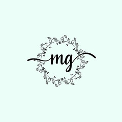 MG Initial handwriting logo template vector 