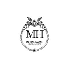 MH Initial handwriting logo template vector 