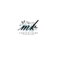MK Initial handwriting logo template vector 