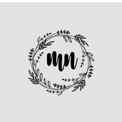 MN Initial handwriting logo template vector 