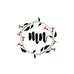 MN Initial handwriting logo template vector 