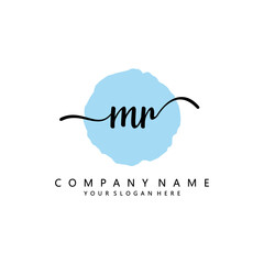 MR Initial handwriting logo template vector 