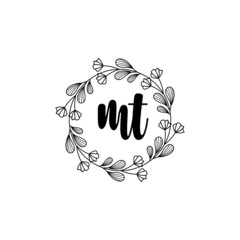 MT Initial handwriting logo template vector 