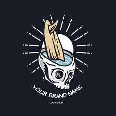 skull and surf summer illustration